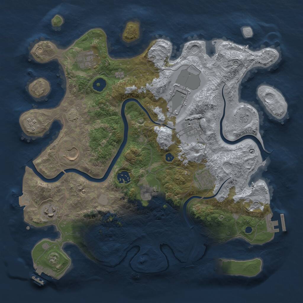 Rust Map: Procedural Map, Size: 3500, Seed: 1310725440, 15 Monuments