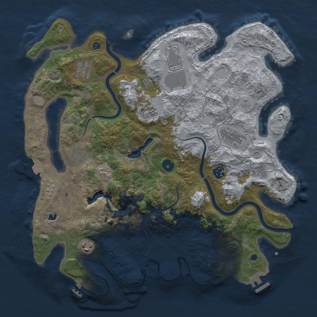 Rust Map: Procedural Map, Size: 4000, Seed: 2062674099, 14 Monuments