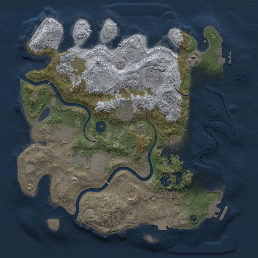 Rust Map: Procedural Map, Size: 3500, Seed: 1338981145, 16 Monuments