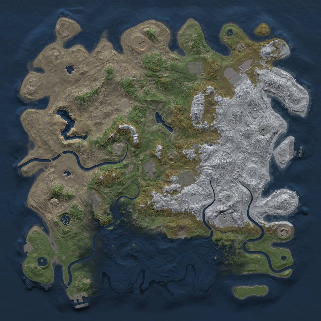 Rust Map: Procedural Map, Size: 4900, Seed: 1537172830, 17 Monuments