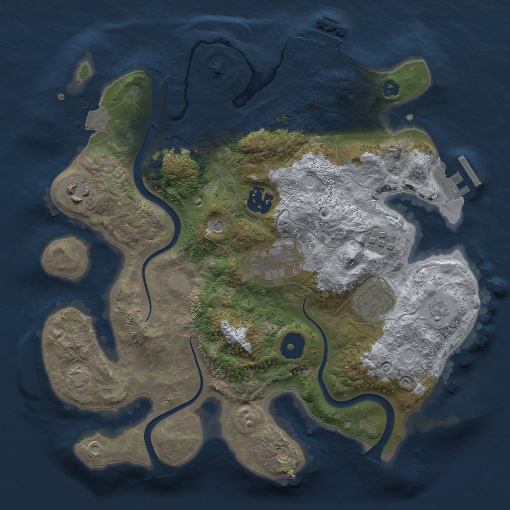 Rust Map: Procedural Map, Size: 3000, Seed: 543711029, 11 Monuments