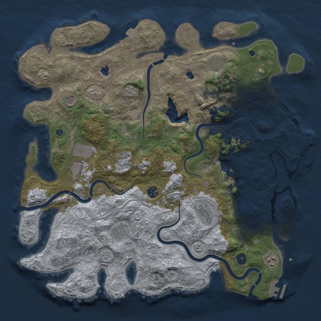 Rust Map: Procedural Map, Size: 4500, Seed: 198405130, 16 Monuments