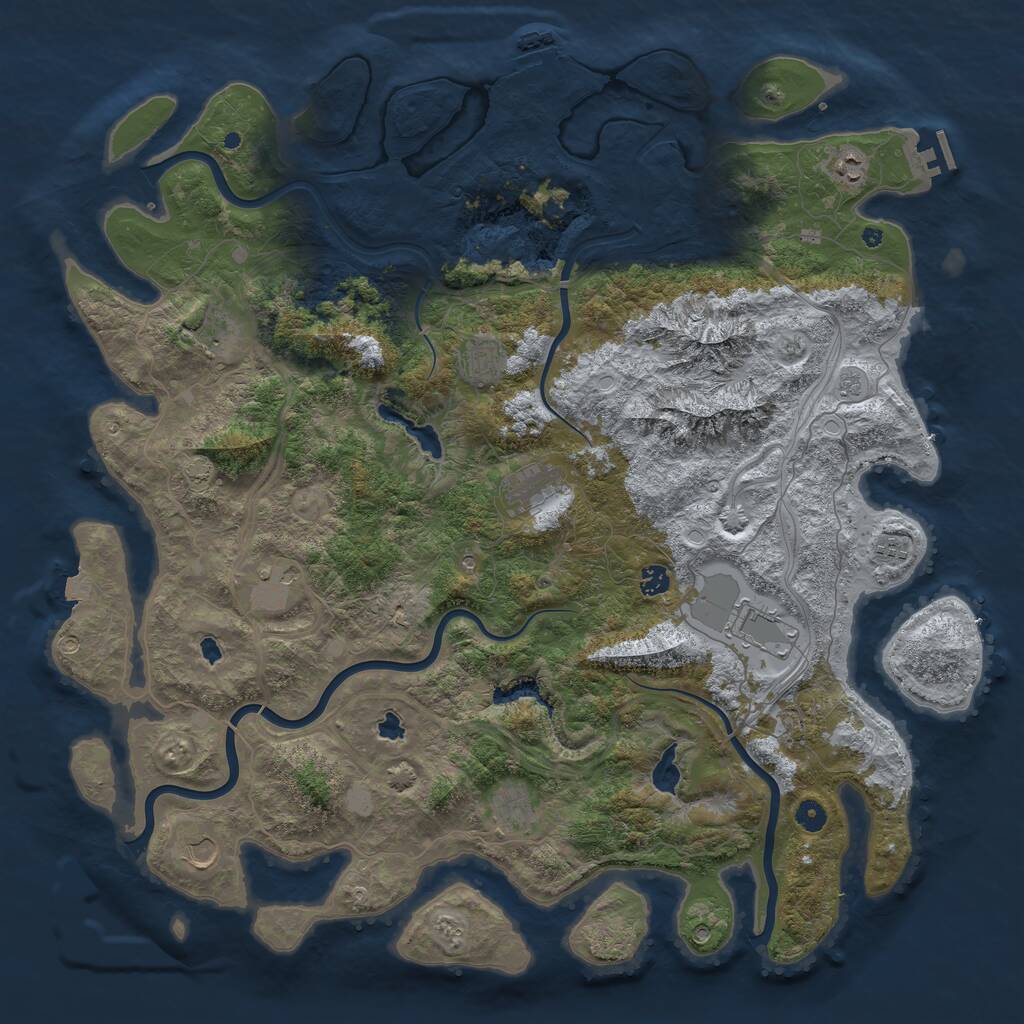 Rust Map: Procedural Map, Size: 5000, Seed: 2118406067, 17 Monuments