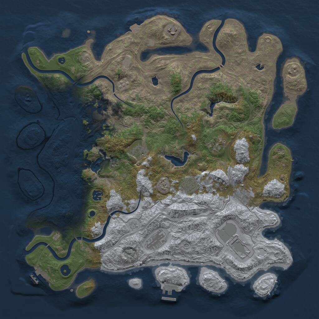 Rust Map: Procedural Map, Size: 4500, Seed: 840789067, 16 Monuments