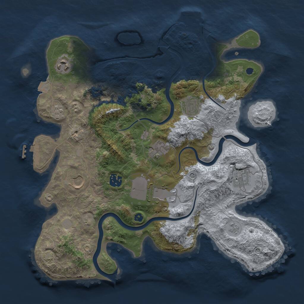 Rust Map: Procedural Map, Size: 3500, Seed: 225292288, 14 Monuments