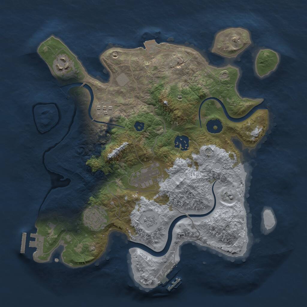 Rust Map: Procedural Map, Size: 3000, Seed: 3269, 10 Monuments