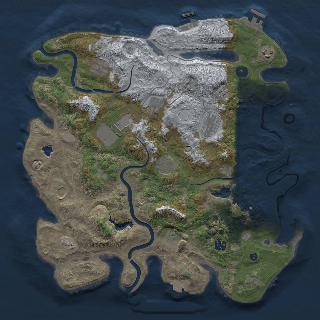 Rust Map: Procedural Map, Size: 4000, Seed: 1421234739, 16 Monuments