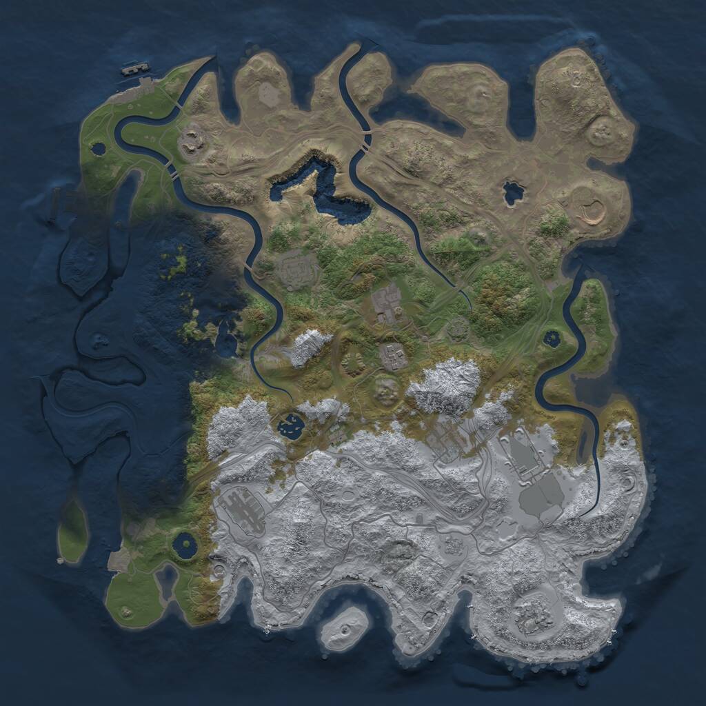 Rust Map: Procedural Map, Size: 4250, Seed: 1780888774, 16 Monuments