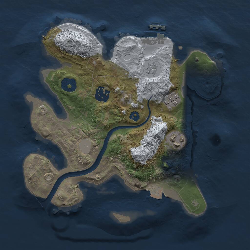 Rust Map: Procedural Map, Size: 2500, Seed: 1837389690, 6 Monuments