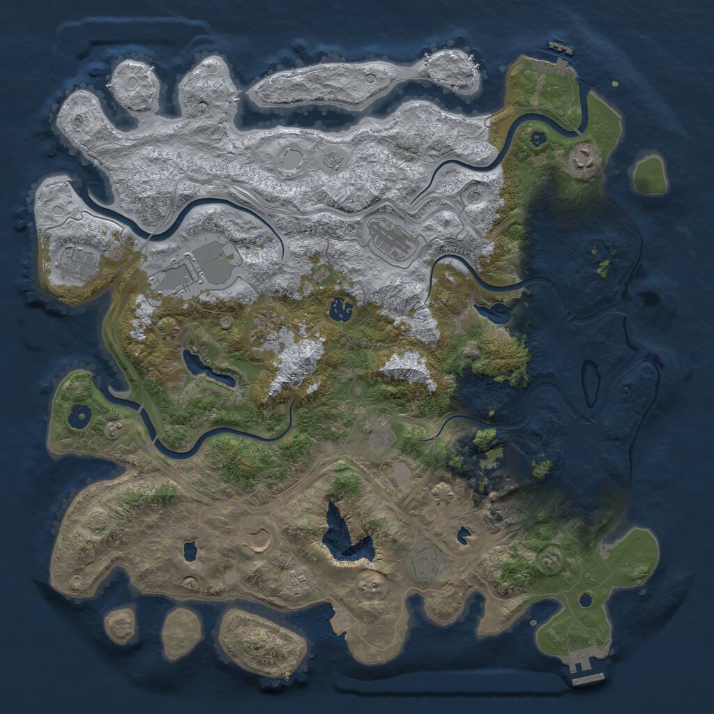 Rust Map: Procedural Map, Size: 4500, Seed: 1106605061, 17 Monuments
