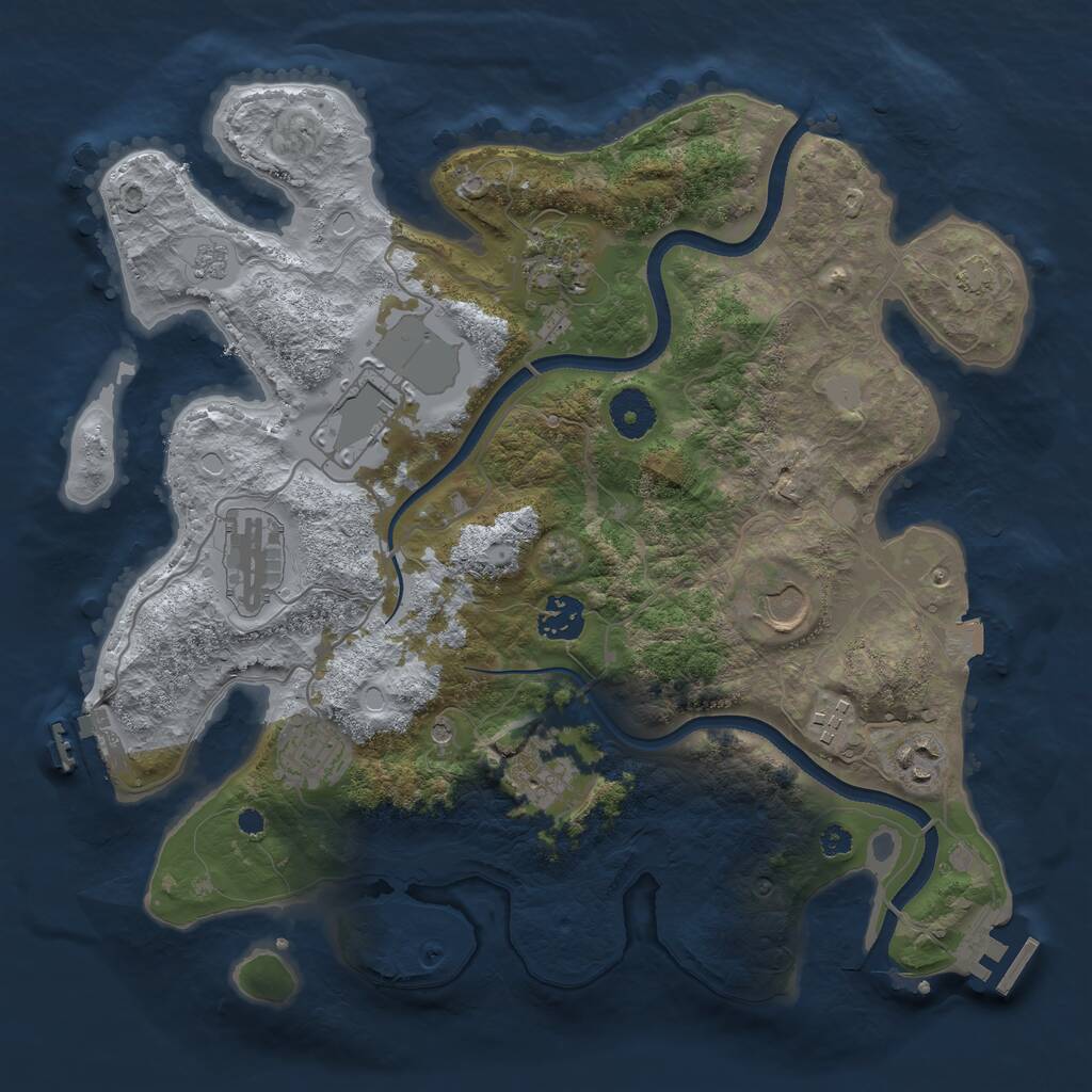 Rust Map: Procedural Map, Size: 3500, Seed: 1129785810, 15 Monuments