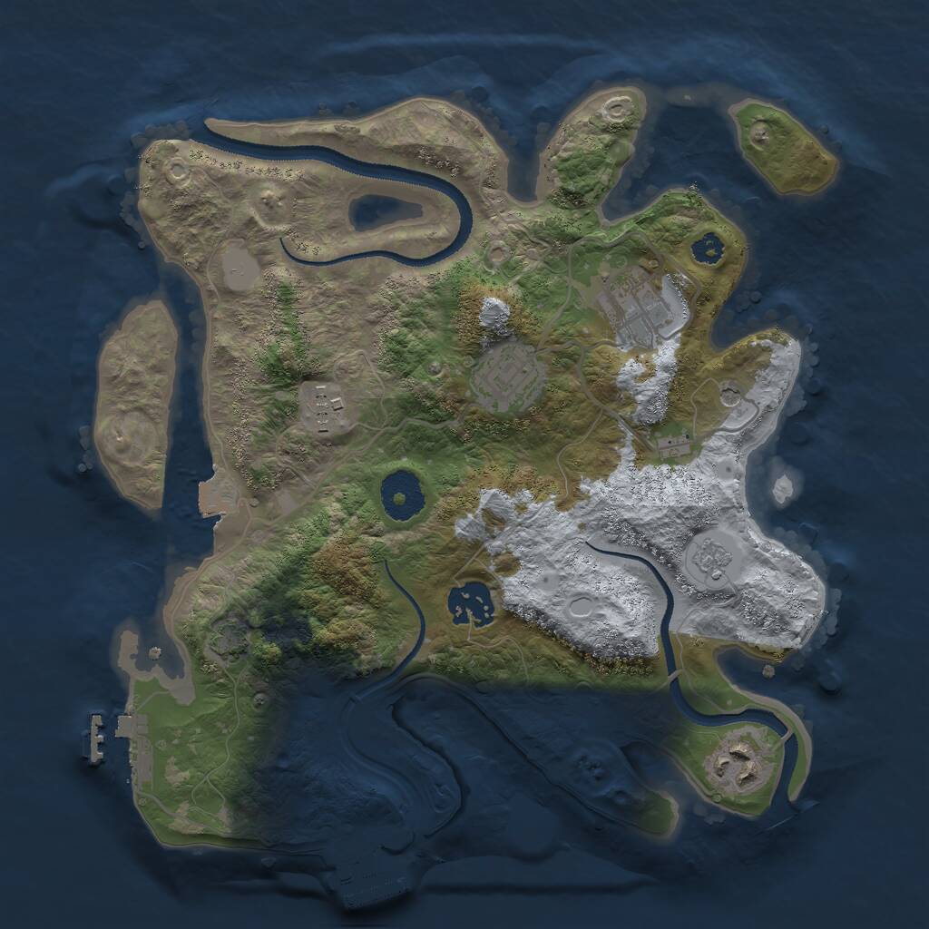 Rust Map: Procedural Map, Size: 3000, Seed: 697255695, 11 Monuments
