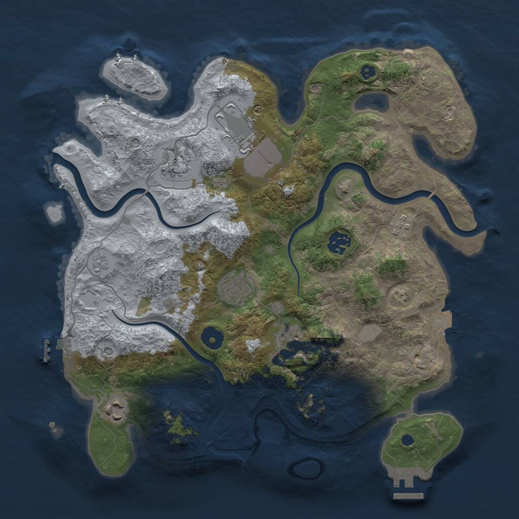 Rust Map: Procedural Map, Size: 3500, Seed: 1926702245, 13 Monuments
