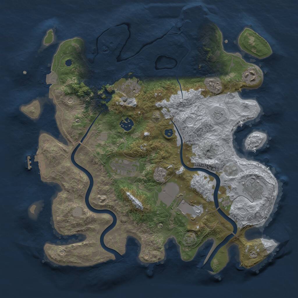Rust Map: Procedural Map, Size: 3500, Seed: 2119809448, 13 Monuments