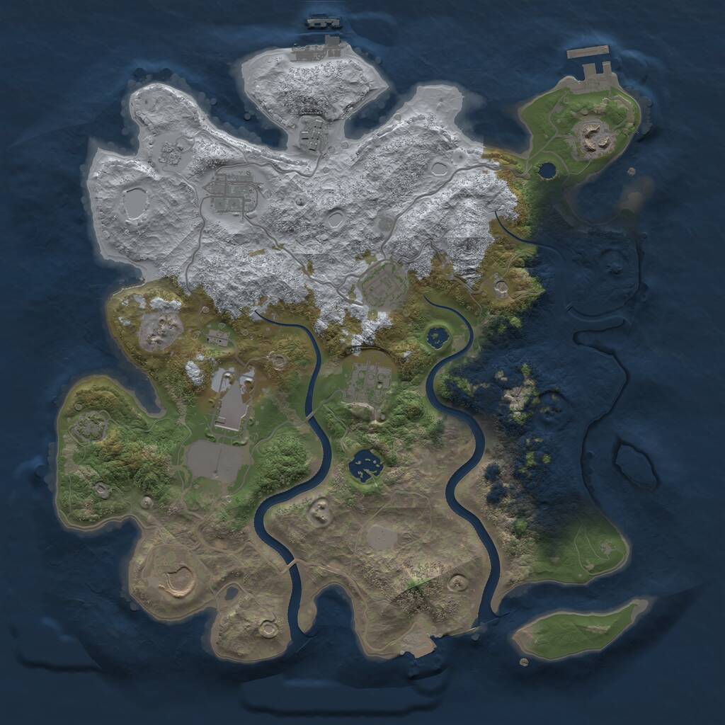 Rust Map: Procedural Map, Size: 3500, Seed: 894586135, 14 Monuments