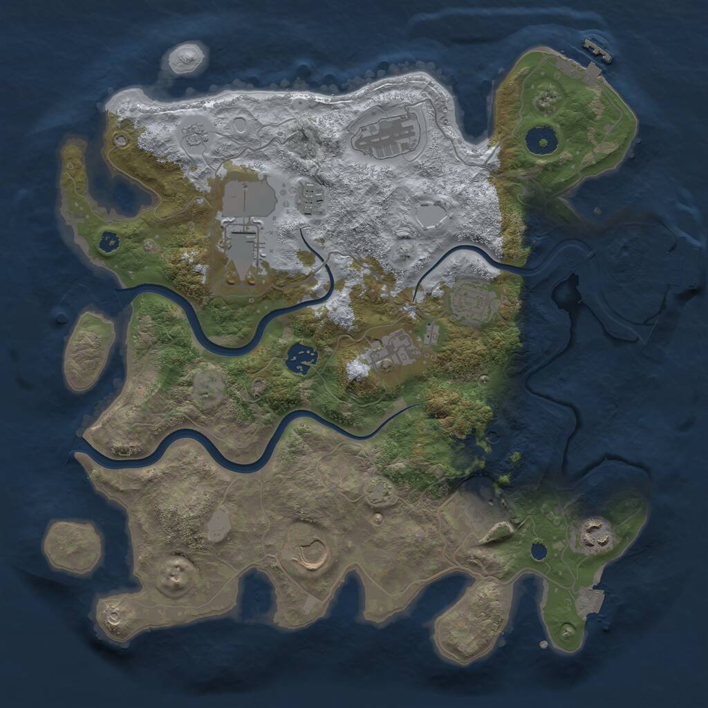 Rust Map: Procedural Map, Size: 3500, Seed: 557, 15 Monuments