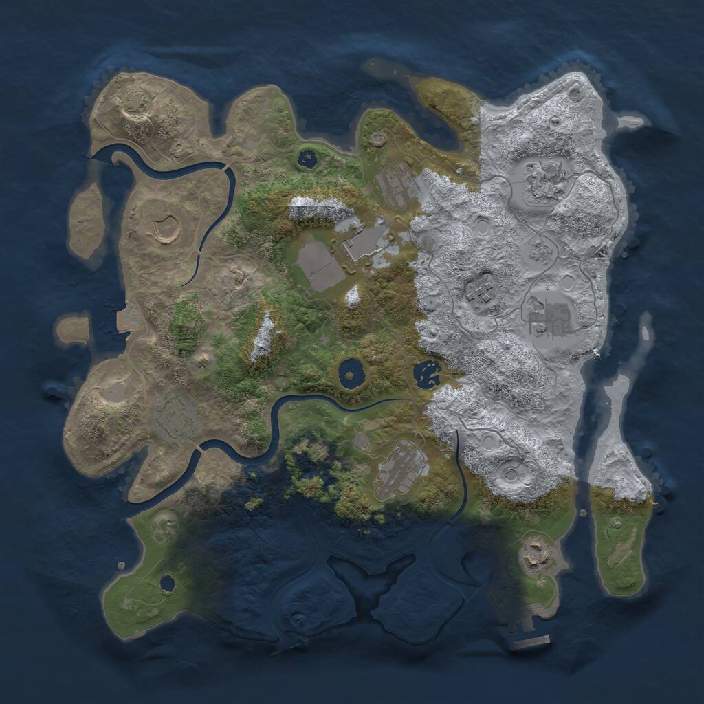 Rust Map: Procedural Map, Size: 3700, Seed: 1312330210, 15 Monuments