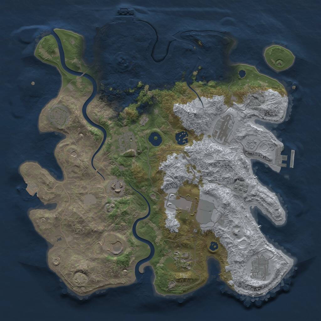 Rust Map: Procedural Map, Size: 3600, Seed: 871428516, 16 Monuments