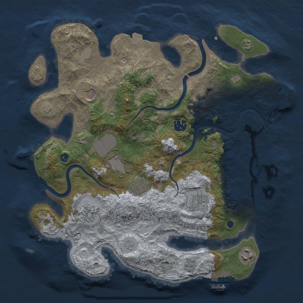 Rust Map: Procedural Map, Size: 3500, Seed: 418390987, 15 Monuments