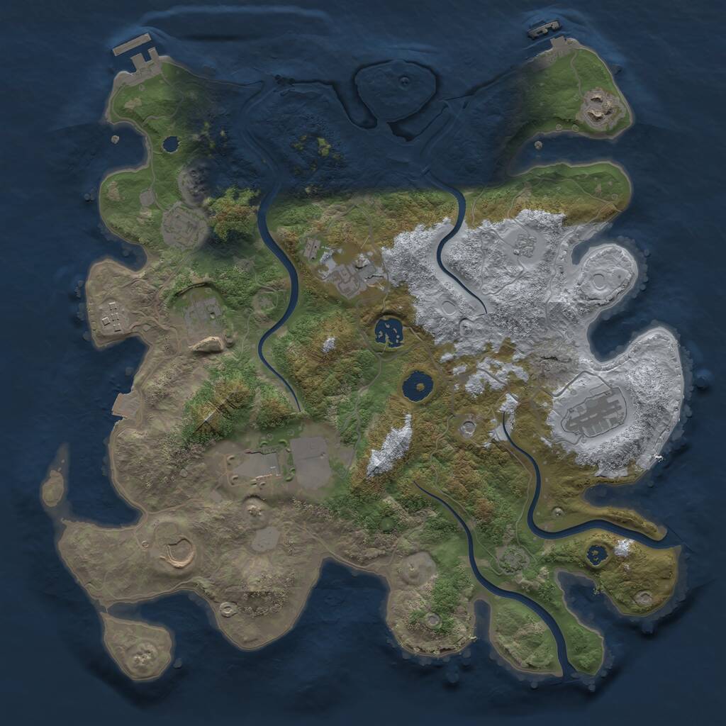 Rust Map: Procedural Map, Size: 3700, Seed: 104709649, 15 Monuments