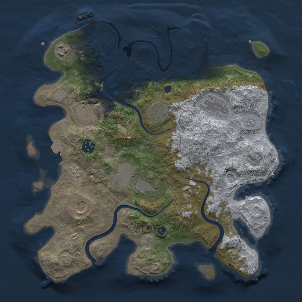 Rust Map: Procedural Map, Size: 3500, Seed: 9671480, 14 Monuments