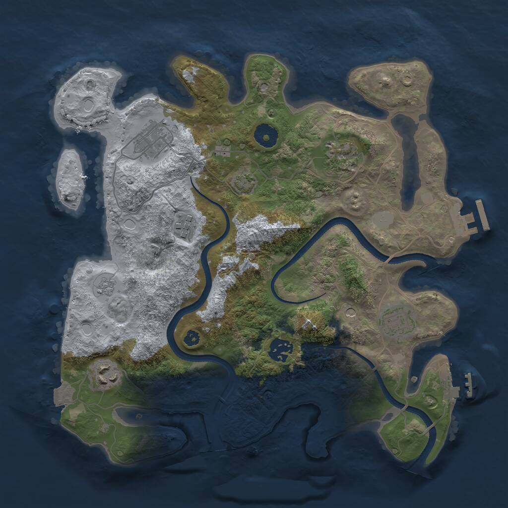 Rust Map: Procedural Map, Size: 3250, Seed: 792121991, 12 Monuments