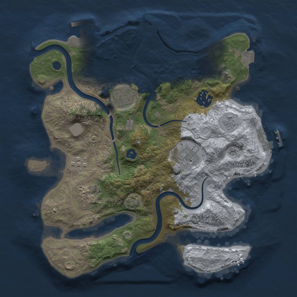 Rust Map: Procedural Map, Size: 2800, Seed: 1297707500, 11 Monuments
