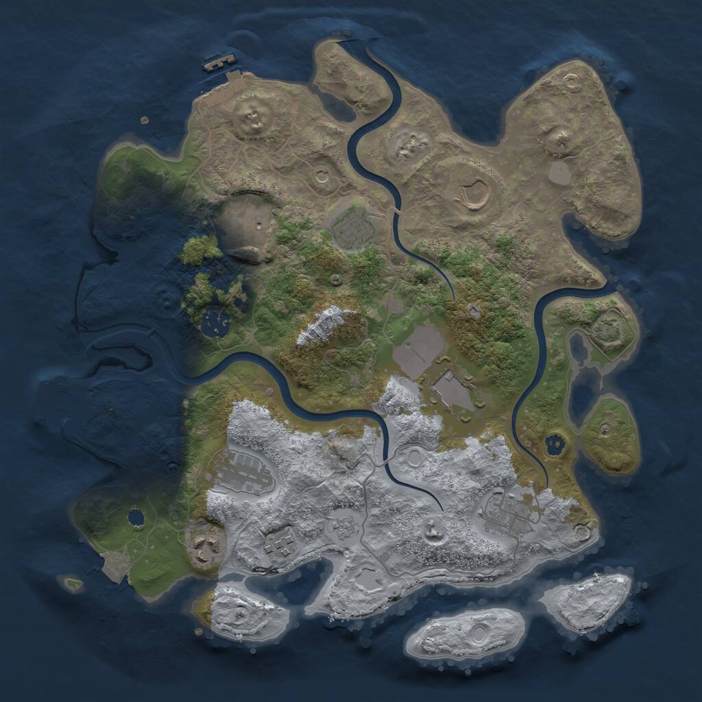 Rust Map: Procedural Map, Size: 3500, Seed: 245532027, 15 Monuments