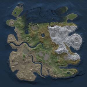 Thumbnail Rust Map: Procedural Map, Size: 3500, Seed: 1551442271, 14 Monuments