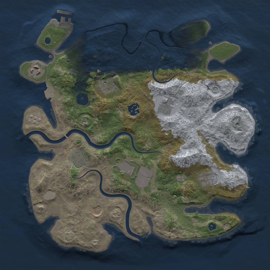 Rust Map: Procedural Map, Size: 3500, Seed: 1551442271, 14 Monuments