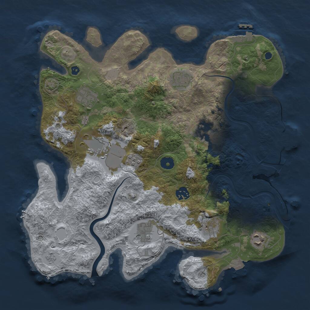 Rust Map: Procedural Map, Size: 3500, Seed: 49065816, 15 Monuments