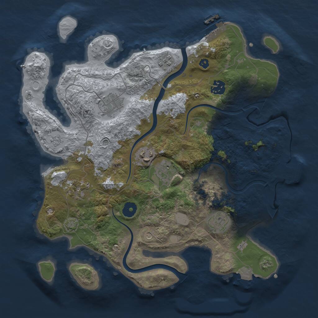 Rust Map: Procedural Map, Size: 3250, Seed: 20299, 13 Monuments