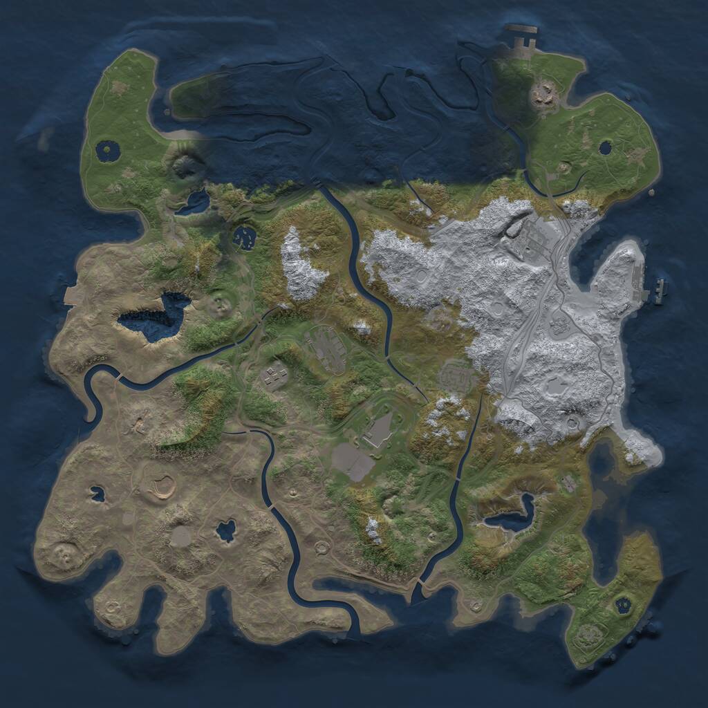 Rust Map: Procedural Map, Size: 4500, Seed: 290343636, 14 Monuments