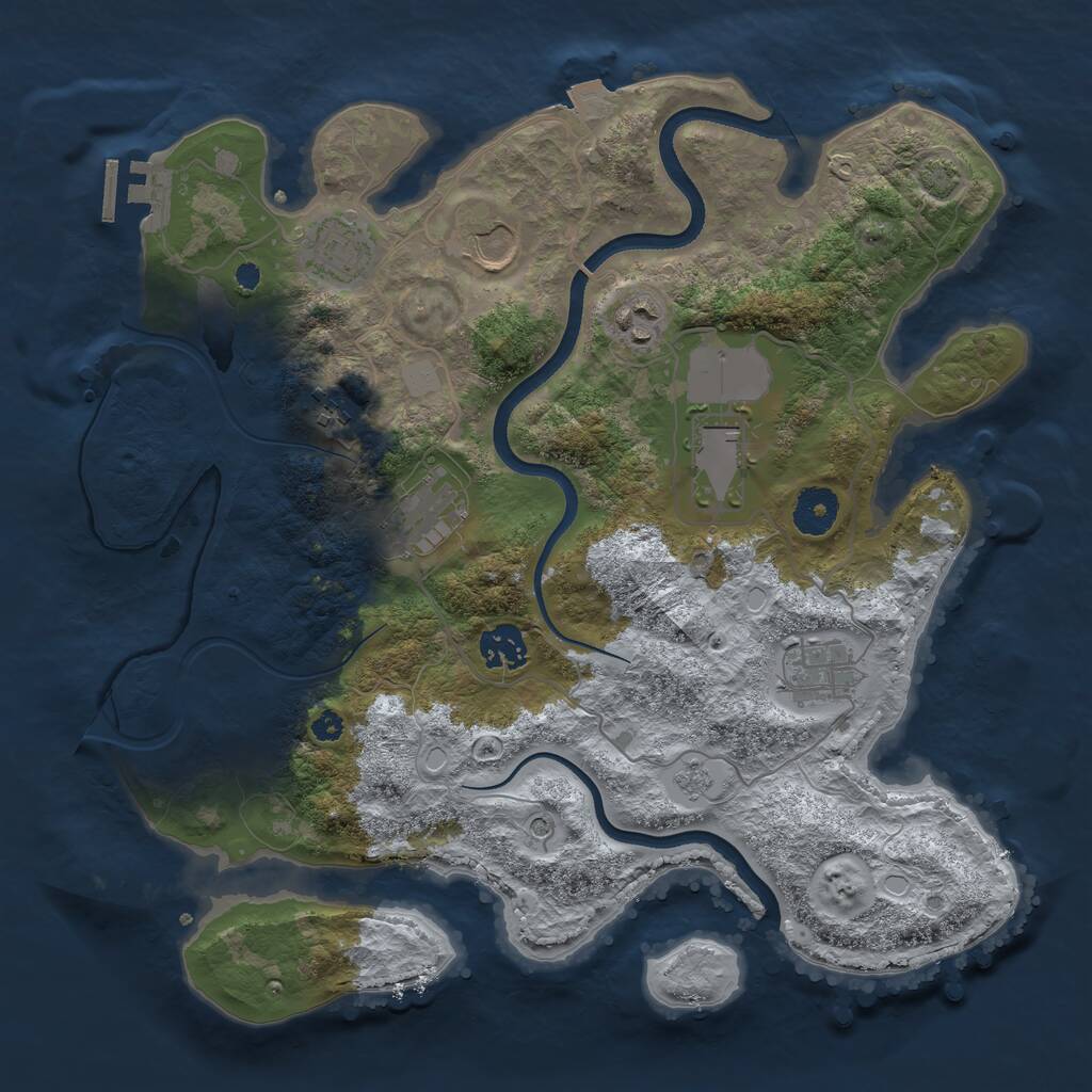 Rust Map: Procedural Map, Size: 3500, Seed: 444858214, 13 Monuments