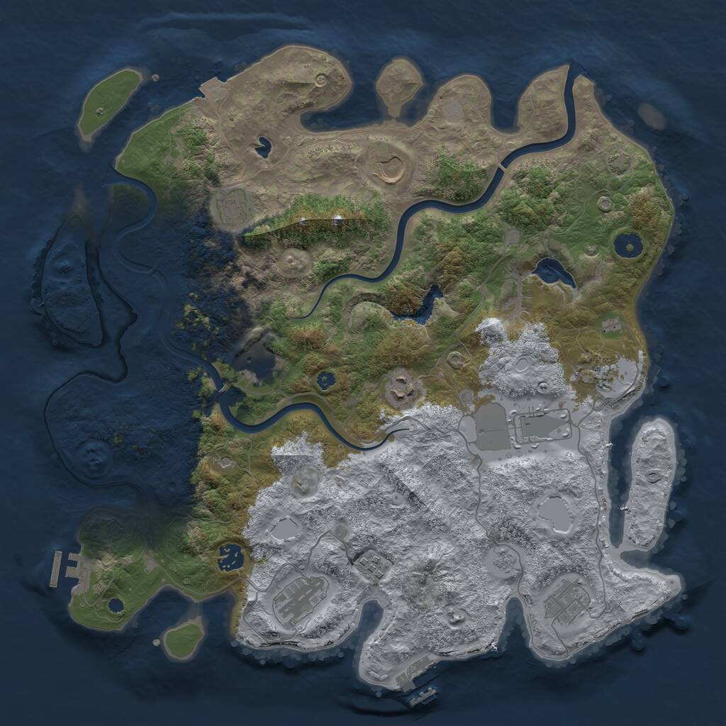 Rust Map: Procedural Map, Size: 4000, Seed: 845649687, 16 Monuments
