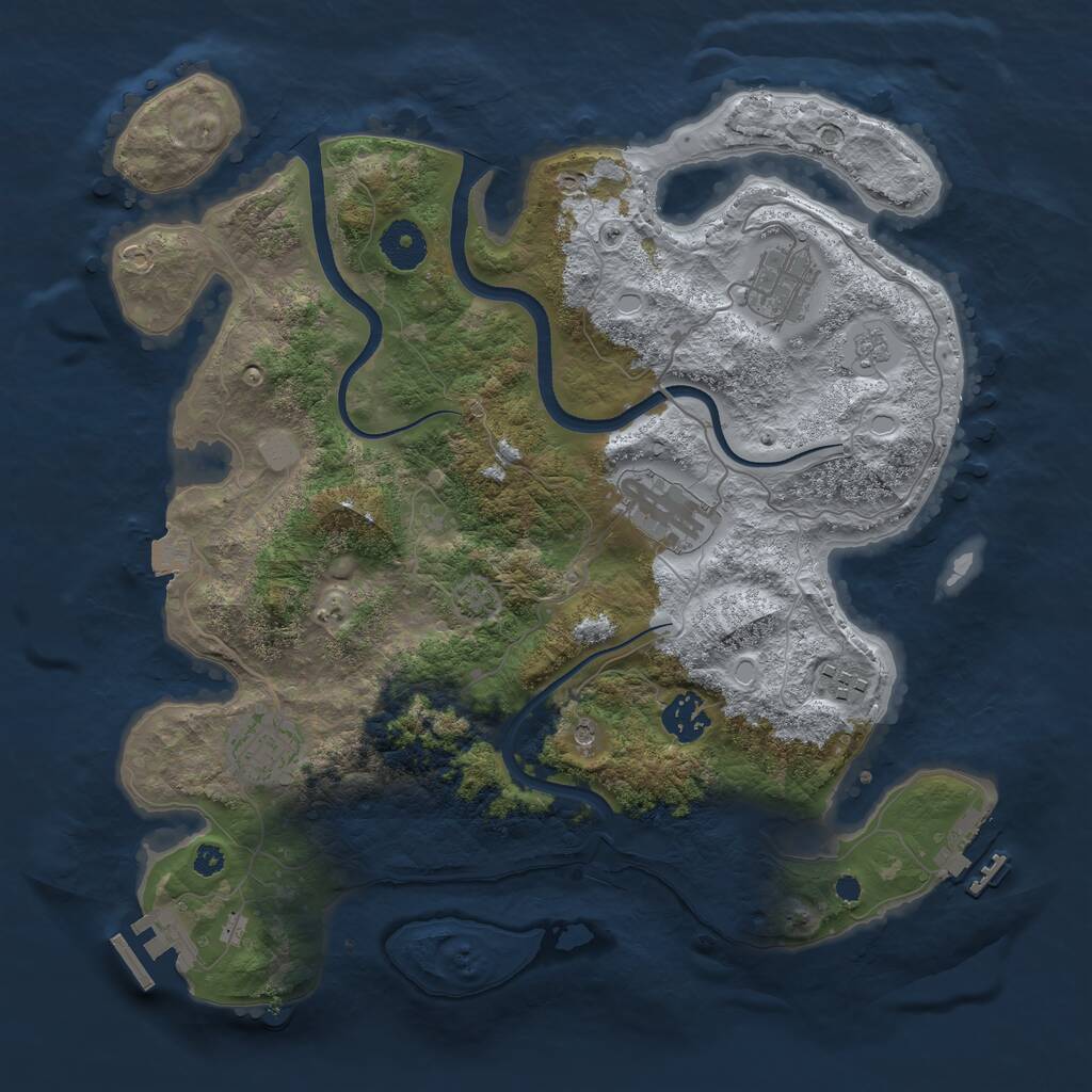 Rust Map: Procedural Map, Size: 3500, Seed: 1800783771, 11 Monuments