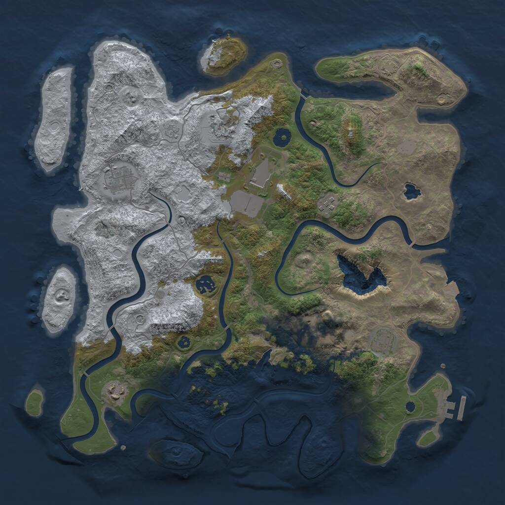Rust Map: Procedural Map, Size: 4096, Seed: 670487066, 13 Monuments