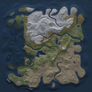 Thumbnail Rust Map: Procedural Map, Size: 4096, Seed: 1586544950, 16 Monuments
