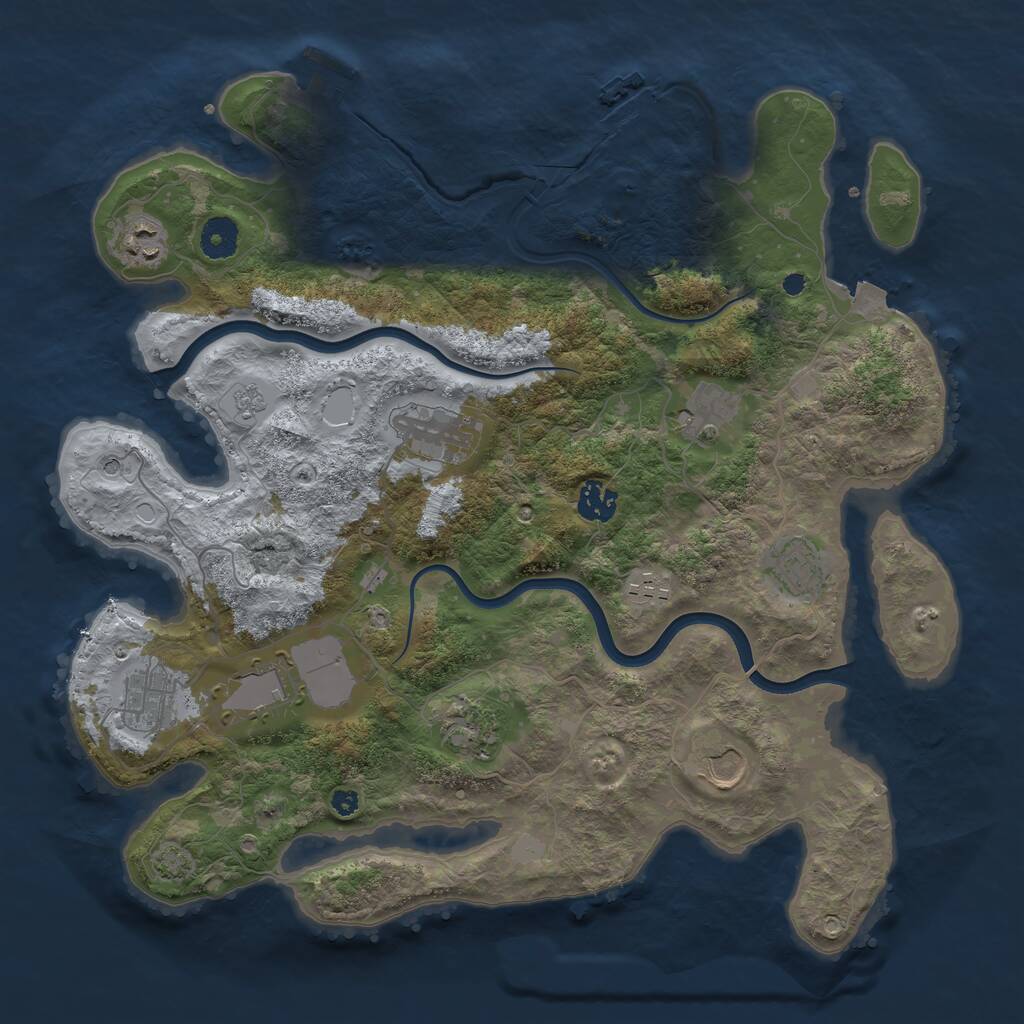 Rust Map: Procedural Map, Size: 3800, Seed: 556712, 16 Monuments