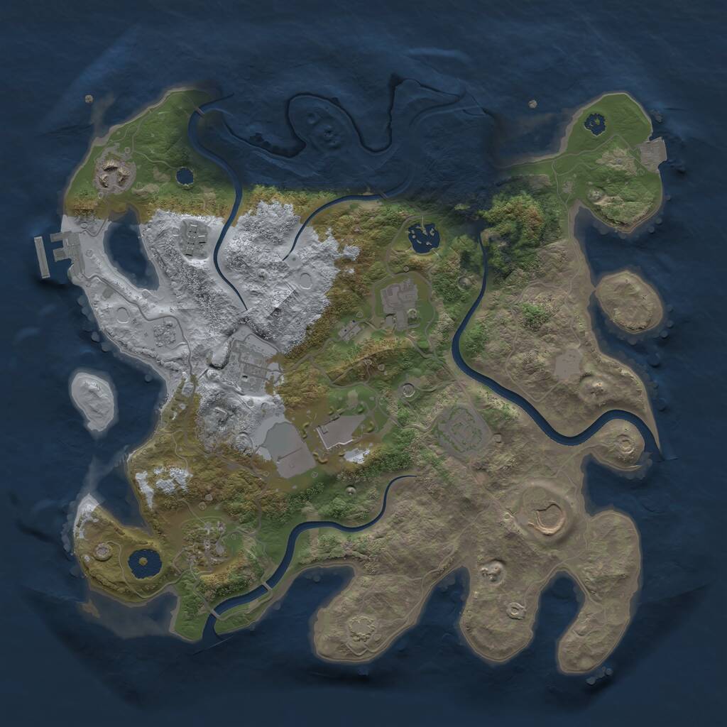 Rust Map: Procedural Map, Size: 3500, Seed: 11269925, 14 Monuments