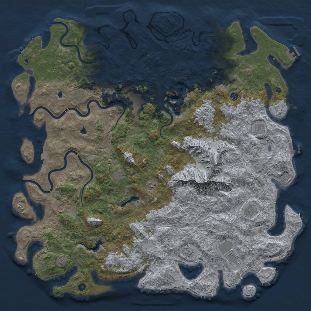 Rust Map: Procedural Map, Size: 6000, Seed: 1258563, 17 Monuments