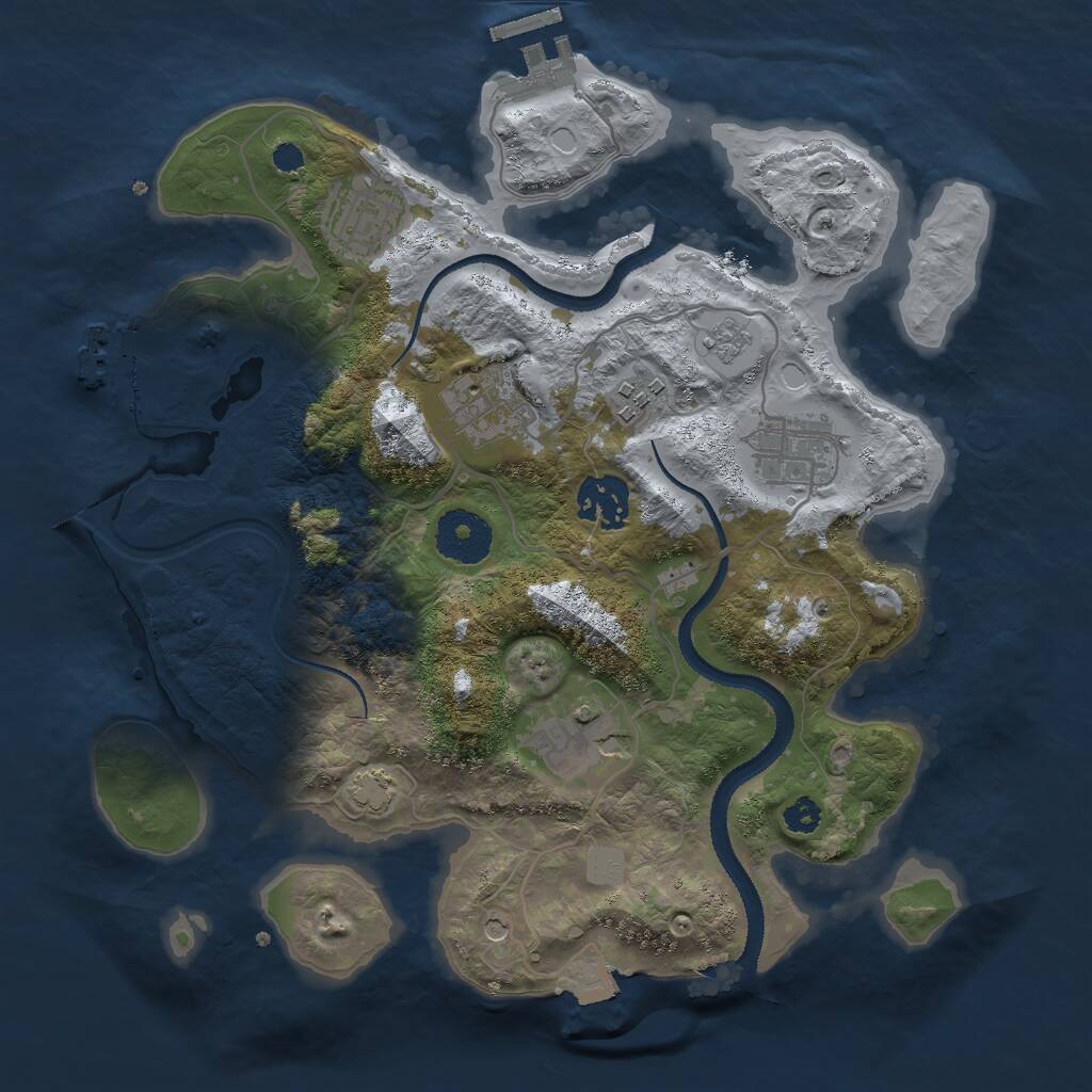 Rust Map: Procedural Map, Size: 3000, Seed: 1514702748, 12 Monuments