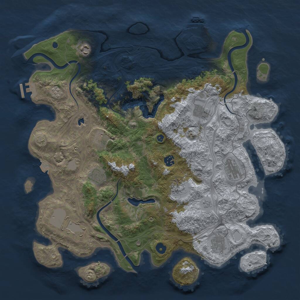 Rust Map: Procedural Map, Size: 4250, Seed: 384785048, 16 Monuments