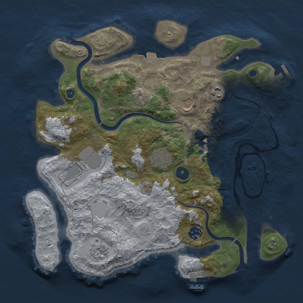 Rust Map: Procedural Map, Size: 3500, Seed: 769861578, 13 Monuments