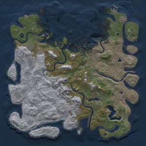 Thumbnail Rust Map: Procedural Map, Size: 5000, Seed: 2128693143, 16 Monuments