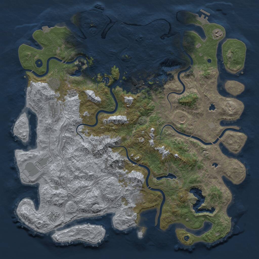 Rust Map: Procedural Map, Size: 5000, Seed: 2128693143, 16 Monuments