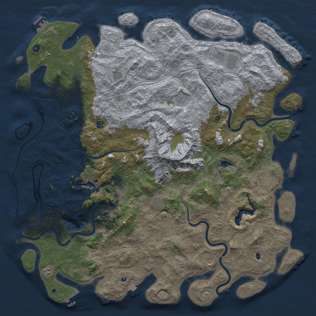 Rust Map: Procedural Map, Size: 6000, Seed: 45615, 17 Monuments