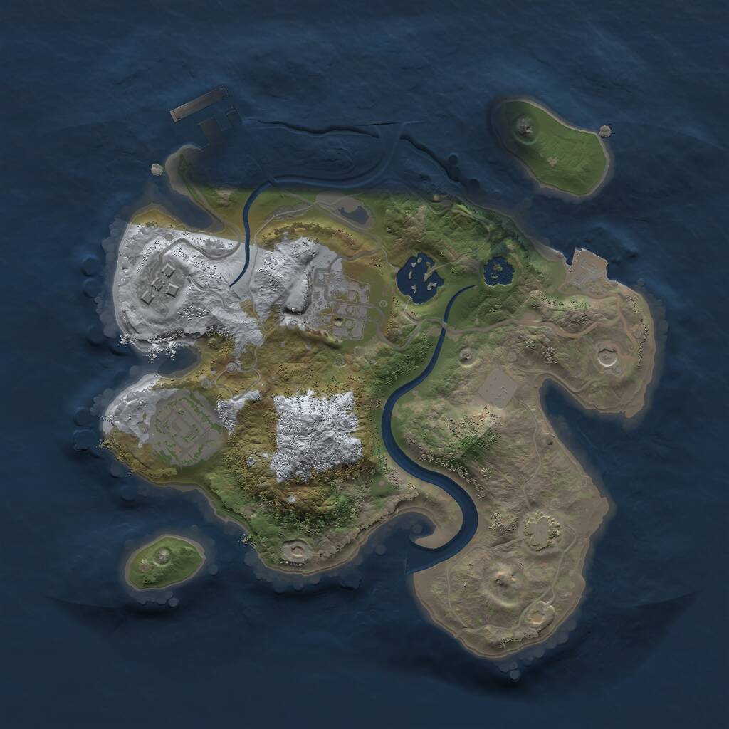 Rust Map: Procedural Map, Size: 2400, Seed: 1339264331, 8 Monuments
