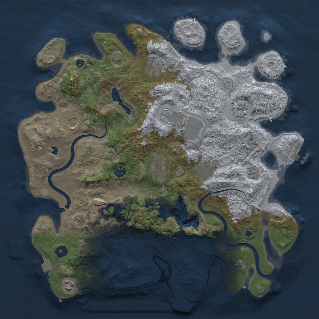Rust Map: Procedural Map, Size: 4000, Seed: 1206877255, 16 Monuments