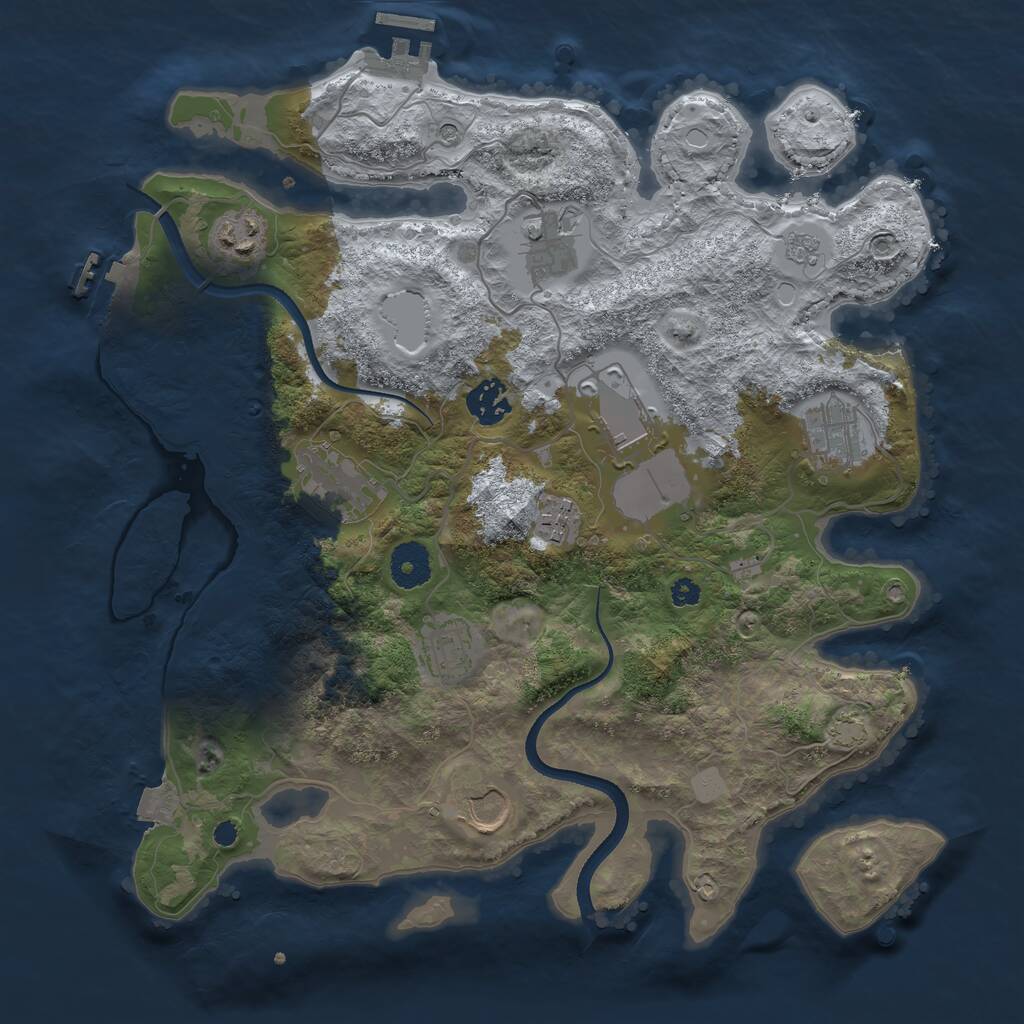 Rust Map: Procedural Map, Size: 3500, Seed: 554956181, 15 Monuments